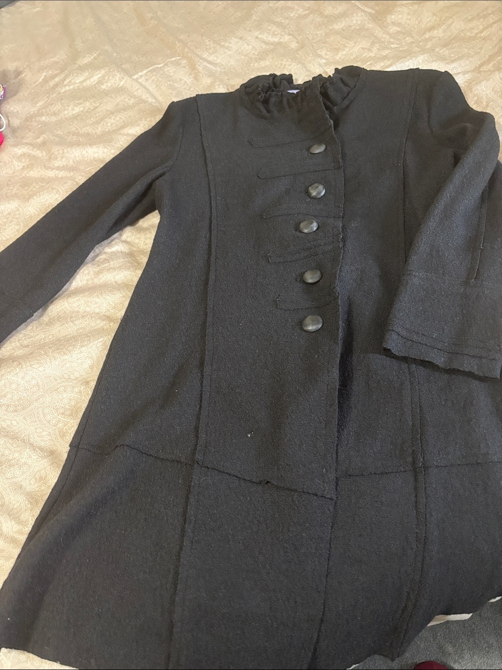 Off Limits Black Long Sleeve Button-Front Boiled Wool blend Women’s Coat